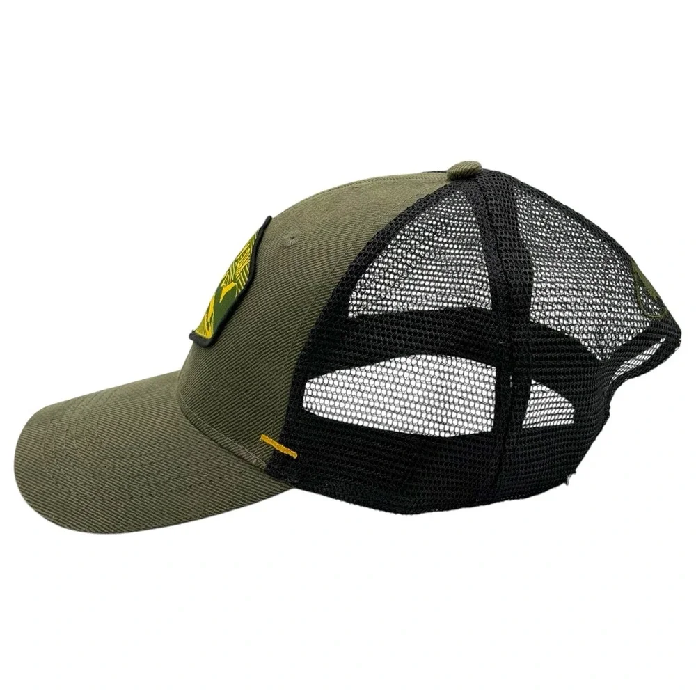 Mossy Oak Trucker Hat SnapBack Olive Green Black Mesh Cap OSFM Hunt Outdoor Camo - Picture 2 of 6